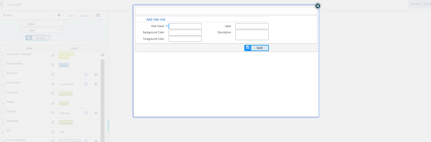 Create a role by specifying the Name